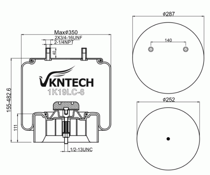 Pair Of Air Suspension Spring Bags – Replacement For Hendrickson/Goodyear 1R14-171 (W01-358-8091) 8 thumbnail image