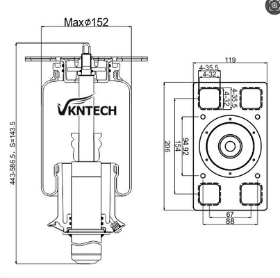 CABIN AIR SPRING INTERNATIOAL 3806428C91 REPLACED BY 1S3050 INTERNATIOAL 3806428C91