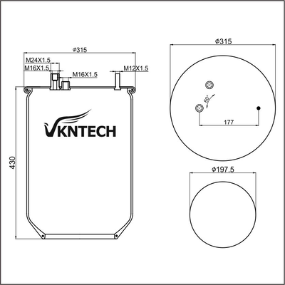 TRUCK  AIR SPRING FOR GRANNING 15709   V.I 5.010.211.724  Contitech 902MB REPLACED BY VKNTECH 1K7013 WITHOUT PISTON