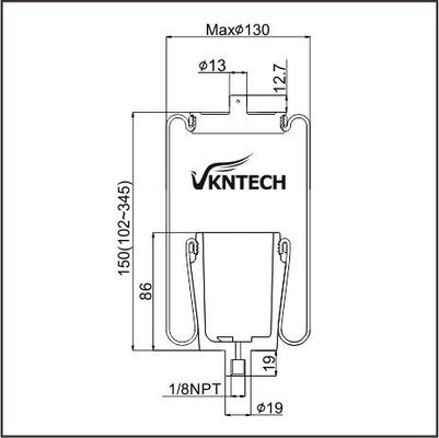 CABIN AIR SPRING 1102-0043 (FRT.NBD-13262 FIP-102215 WHITE KW,MACK)  Firestone W02-358-7056  REPLACED BY VKNTECH 1S7056