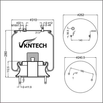 AIR SPRING SCANIA 1726237 1K15VPR-3 REPLACE BY VKNTECH 1K6237