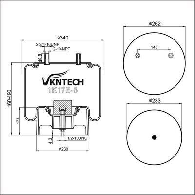 TRAILER AIR SPRING NEWAY 90557119 (AR92-17) (AR93-17)  Contitech 10 10-15 S 453  Firestone W01-358-9922 1T15M-7.5  Goodyear 1R12-498 1R12-911 566243097 REPLACED BY VKNTECH 1K8751