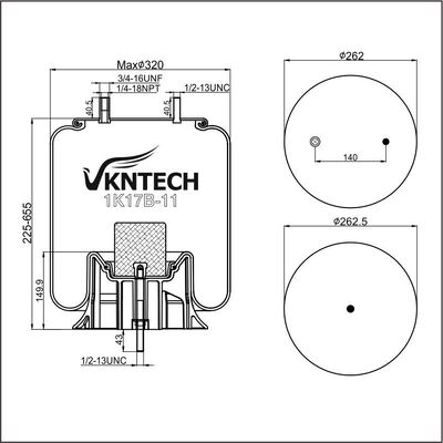 TRAILER AIR SPRING NEWAY 90557167  Contitech 1010-21P570  Firestone W01-358-8748 1T17B-11  Goodyear 1R13-152 REPLACED BY VKNTECH 1K8748
