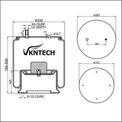 TRAILER AIR SPRING NEWAY 90557163  Contitech 11 10.5-19 A 508  Firestone W01-358-8779 1T19L-9 replaced by VKNTECH 1K8779