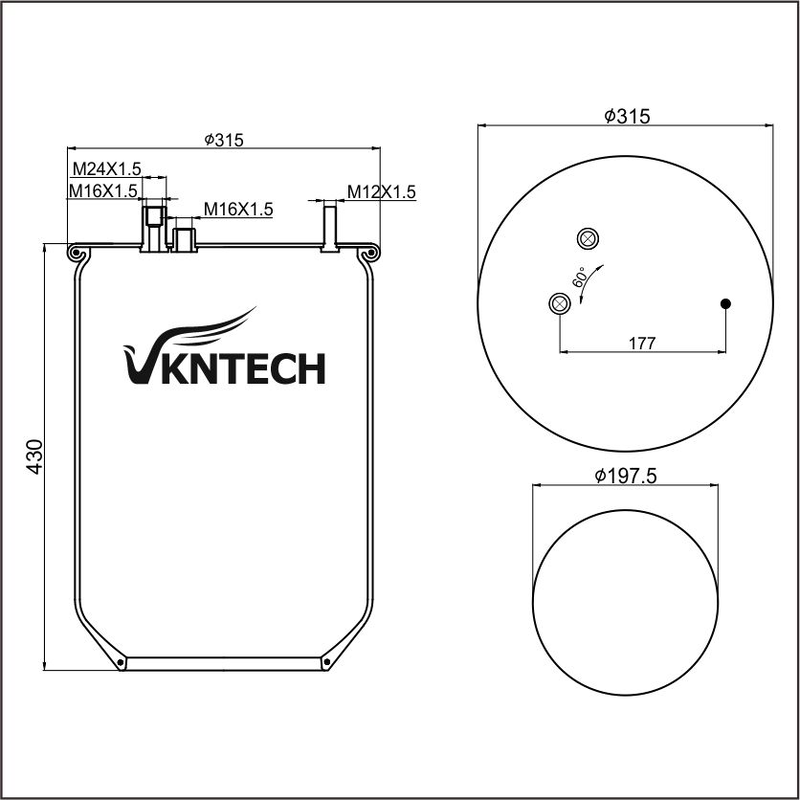 TRUCK  AIR SPRING FOR GRANNING 15709   V.I 5.010.211.724  Contitech 902MB REPLACED BY VKNTECH 1K7013 WITHOUT PISTON