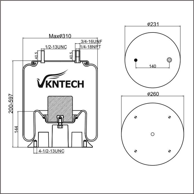 AIR SPRING Firestone W01-358-9245 1T15M-9  Goodyear 1R12-265 1R12-446 REPLACE BY VKNTECH 1K9245