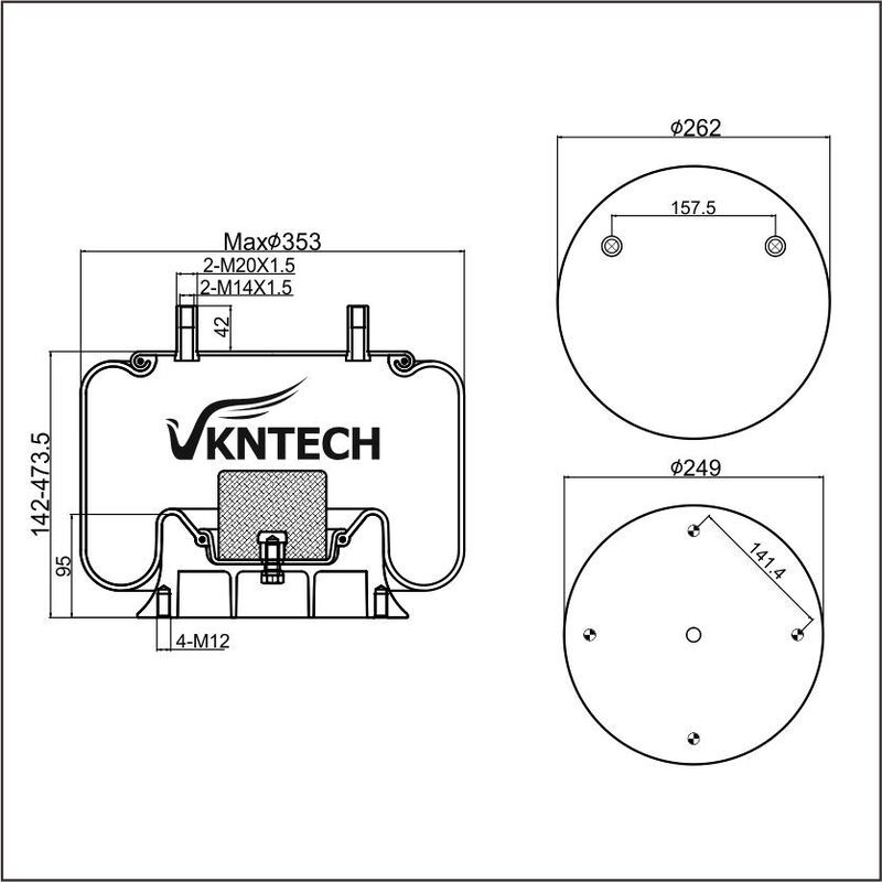 TRAILER AIR SPRING HENDRICKSON HS506302  Firestone 1T17BS-6  Goodyear 1R13-749 566263525 REPLACED BY VKNTECH 1K3749